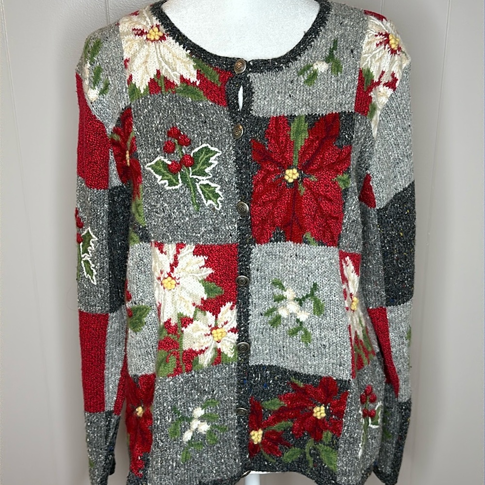 Northern Isles Christmas Holiday Poinsettia Cardigan